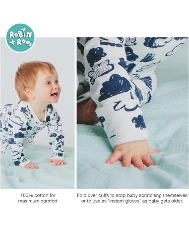 100% Cotton Two-Way Zipper Baby Sleepsuit Unisex Onesie 12-18 Months Navy Clouds - Buy Online on SooperMarket.com