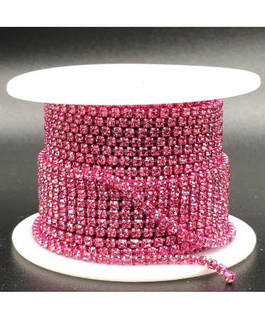 Towenm 1 Roll 10 Yards Rhinestone Chain - 2mm Crystal Claw Cup Chain Trim - Sew on Crystal Rhinestone Chain Roll - Rose SS6 / 2mm - Buy Online on SooperMarket.com