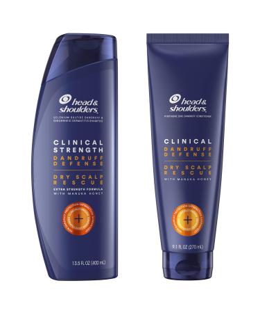 Head & Shoulders Anti-Dandruff Shampoo and Conditioner Set, Clinical Strength, Dry Scalp Rescue with Manuka Honey, 13.5 Fl Oz and 9.1 Fl Oz,2 Count(Pack of 1) OLD Version