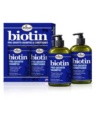 Difeel Pro-Growth Biotin Shampoo & Conditioner 2-PC Gift Set - Shampoo and Conditioner for Thinning Hair and Hair Loss  Sulfate Free Shampoo & Conditioner