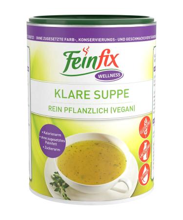 Feinfix wellness clear soup 540g (27 liters of soup) sugar arm calorie low soup powder / soup wort vegan soup broth without flavor enhancers / dye vegetable broth D1-cyed bphg soup wort 540 g (1 Pack)