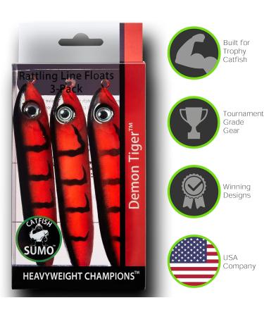 Catfish Rattling Line Float Lure 4 inch (3-Pack Demon Tiger) - Santee Rig Fishing Essential - Buy Online on SooperMarket.com