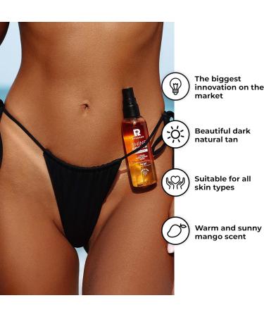 BYROKKO Shine Brown Two-Phase Super Tanning Spray (100 ml) - Deep Tan Accelerator with Hyaluronic Acid & Natural Oils | Sunbed & Outdoor Use | Mango Scent - Buy Online on SooperMarket.com