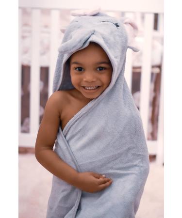 JM Organic Bamboo Hooded Baby Towel - Hypoallergenic, Absorbent - 35x35 - Perfect Baby Gift Set with Washcloth & Laundry Bag - Pink Elephant - Buy Online on SooperMarket.com