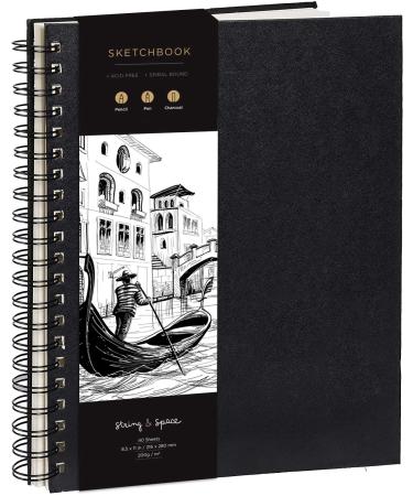 Artists Sketchbook Hardcover  200GSM Very Thick Paper  Large, Spiral Sketch Book for Drawing and Mixed Media  Sketch Pad, Art Book - 8.25 x 11.4, 40 Sheets / 80 Pages 8.25x11.4