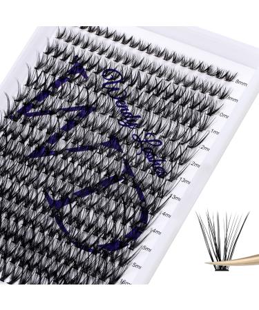 Individual Lashes 300PCS Cluster Lashes Extension C Curl 30D 0.07mm 8-16mm Mixed Lash Clusters Wide Stem Individual Eyelashes Clusters DIY Eyelashes Extensions at Home(Cluster-30D-0.07-C-MIX8-16) RR-8-16mm Cluster Lashes-30D-0.07-C