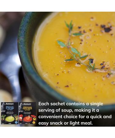 Ainsley Harriott Cup Soup bundle contains Broccoli & Stilton Szechuan Hot & Sour East Indian Mulligatawny Thai Chicken & Lemongrass Total of 12 Sachets Wooden Spoon - Buy Online on SooperMarket.com