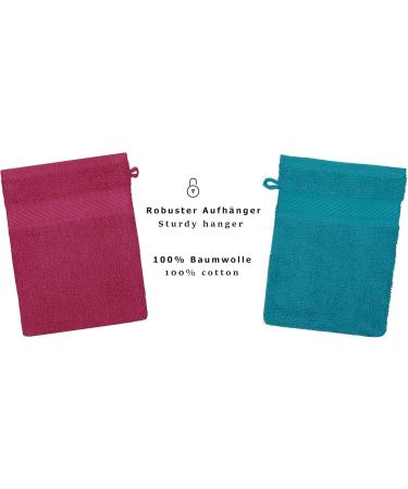 Betz Terry Cloth Wash Gloves - 10 Piece Set 100% Cotton 16x21 cm Cranberry-Petrol | Premium International Shipping - Buy Online on SooperMarket.com