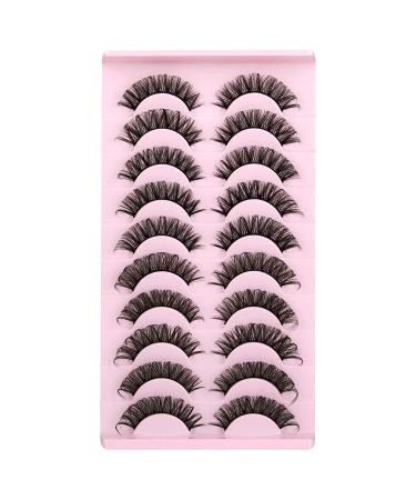 False Eyelashes Russian Strip Lashes D Curl 10 Pairs - Fluffy Extension Volume & Faux Mink Pack - 2 Styles Mixed - Dazzle with Style i-i - Buy Online on SooperMarket.com