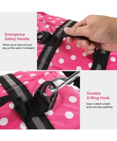 HAOCOO Dog Life Jacket Vest Swimsuit with Reflective Stripes - Pink Polka Dot XL - Buy Online on SooperMarket.com