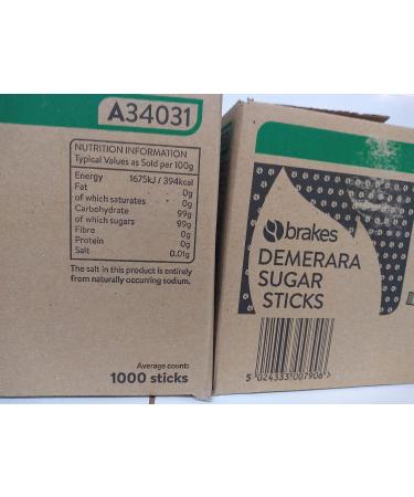 Brakes Demerara Sugar Sticks (100 count) - Individual Portions for Coffee and Tea - Buy Online on SooperMarket.com
