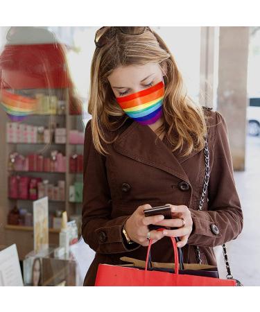 Tomorotec 60PCS Rainbow Disposable Face Masks with Purple Elastic Ear Loops - 3-Layer Soft Fit for Adults - Buy Online on SooperMarket.com