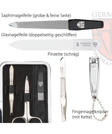 Buy Three Swords Germany 6 pcs Manicure Set 'Genova' - Premium Synthetic Leather Nail Care Kit with Scissors Clippers and Tweezers - International Shipping Available - Buy Online on SooperMarket.com