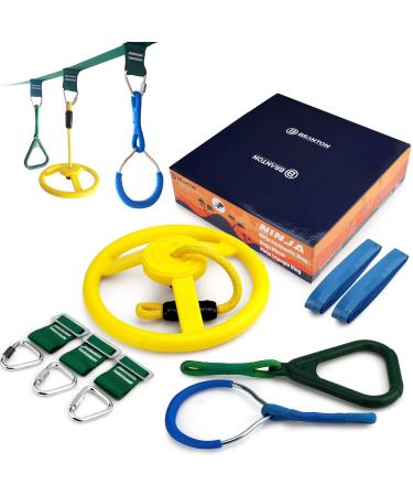 Three Piece Ninja Line Accessories Set - Durable Ninja Ring, Ninja Triangle and Ninja Wheel Ninja Warrior Training Equipment - Ninja Obstacle Course