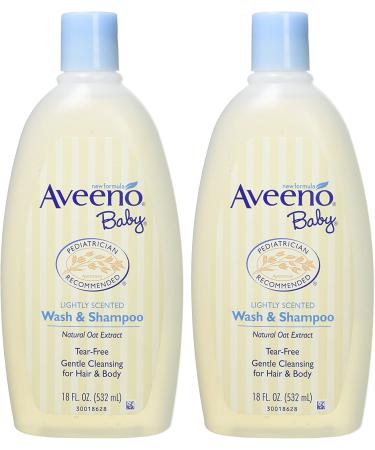 Aveeno Baby Wash and Shampoo 18 Fl. Oz - Pack of 2 | Gentle Cleansing for Baby's Skin and Hair - Buy Online on SooperMarket.com