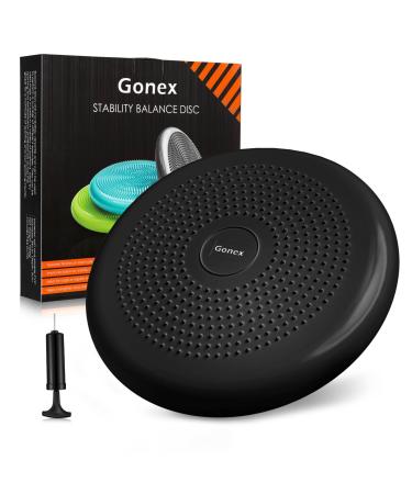 Gonex Wobble Cushion Balance Disc, Wiggle Seat for Sensory Kids Balance Disk for Stability Core Excise Office Chair Physical Therapy Fidget Seat for School Classroom, Pump Included 1pc Black