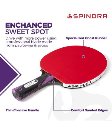 Spindra Ghost Performance Ping Pong Paddle - Dual Offensive Rubber, Durable Carry Case - Expert Table Tennis Racket for Winning Matches - Buy Online on SooperMarket.com