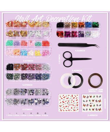 Teenitor Nail Art Decoration Kit - 50 Sheets Stickers, Water Decals, Rhinestones, Glitter, Foils, Striping Tape, Flowers Slices - Buy Online on SooperMarket.com