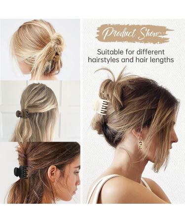 Small Claw Hair Clips for Thin Hair - 8pcs Matte Rectangle & Double Row Teeth Jaw Clips for Fine Hair - Buy Online on SooperMarket.com