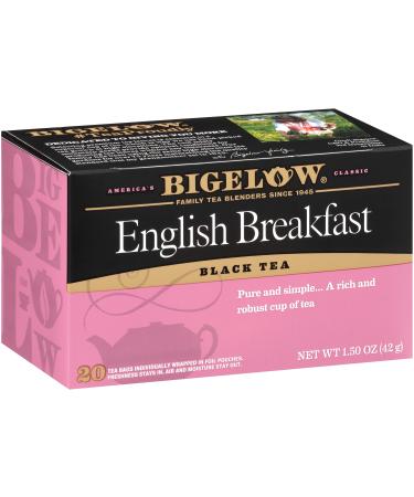 Bigelow English Breakfast Black Tea, Caffeinated, 120 Total Tea Bags, 20 Count (Pack of 6) English Breakfast 20 Count (Pack of 6)