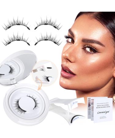 Natural Magnetic Eyelashes Reusable Magnetic Lashes without Eyeliner Natural Look Magnetic Eyelashes with Applicator Soft Magnets False Eyelashes Easy to Wear No Glue & No Makeup Remover Magnetic-03CT