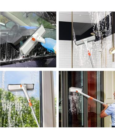 2-in-1 Rotatable Window Squeegee Kit | 48 Extendable Handle, 180 Rotating Head | Window Cleaner, Scraper & Scrubber Combo for Glass Cleaning - Buy Online on SooperMarket.com