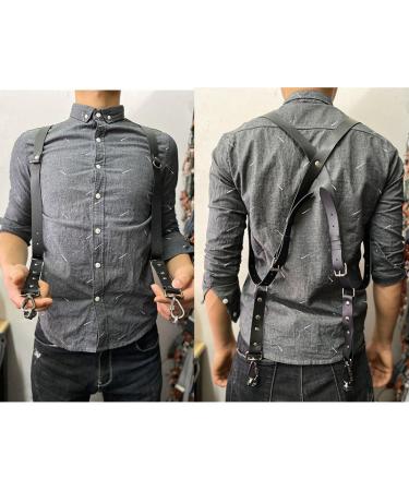 XUELUMEI Suspenders Travel Camera Strap Photographer Women's Suspenders Leather Rivet Retro Suspenders Vintage Men Black
