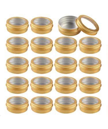 Zeoabsy 100 pieces 60ml gold empty aluminum socket aluminum round aluminum tin tin cans with screw cap viewing window cream cans for diy ointments candle cosmetics shaving soap