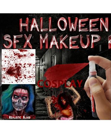 Go Ho Blood Splatter Fake Blood Makeup(0.35 oz) Halloween Fake Blood Spray Eye Blood Drops Body Paint Fake Blood for Clothes and Zombie Monster Vampire Clown Costume Cosplay Makeup 1PC - Buy Online on SooperMarket.com