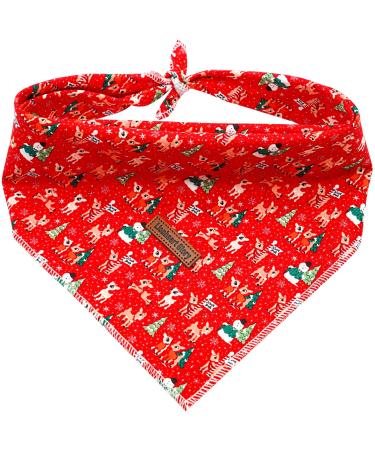 Lionheart Glory Dog Haller Washable Soft Cotton Christmas Libbar Schal adjustable Kerchief square dog Neck towel for large dogs red neckerchiefs Large (1 Pack) B: Christmas brain
