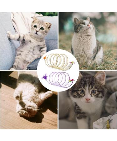 2pcs Folded Cat Tunnel Spring 10in Large Size Portable Cat Toy Spiral Tunnel with Synthetic Feather and Toy Mouse Tunnel Spring Outdoor Puppy Kitten Generic (Striped yellow Purple) - Buy Online on SooperMarket.com