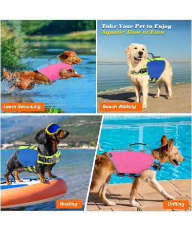 VavoPaw Large Dog Life Jacket with High Buoyancy and Rescue Handle - Rose Red - Buy Online on SooperMarket.com