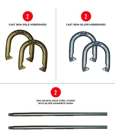 Franklin Sports Horseshoes Sets - Metal Horseshoe Game Sets for Adults + Kids - Official Weight Steel Horseshoes - Beach + Lawn Horseshoes Sets - Sets Include (4) Horseshoes and (2) Ground Stakes Starter - Buy Online on SooperMarket.com