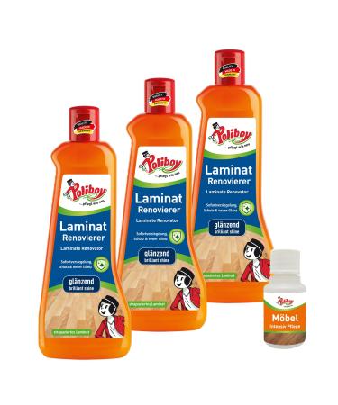 Poliboy Laminat Renovier - Soil Current with a protective and gloss effect for laminate sealing - 3x 500ml - with product sample - Made in Germany Laminat Renovier 1.5 l (1 Pack)