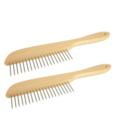 gws dog comb & broom comb set made of beech wood robust fur brush with hanging loop 2 pieces Made in Germany