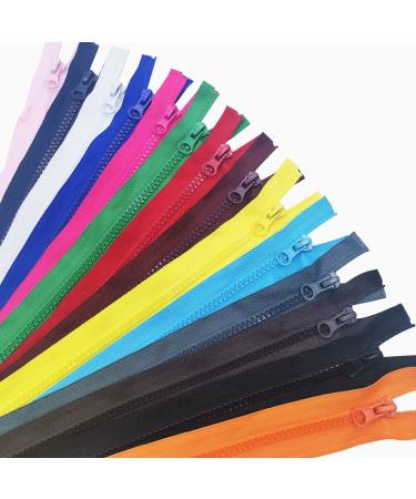Zippers Colorful Resin Zippers Set 5 Plastic Zippers Pull Separating Zippers for Clothes DIY Coat Handbags Sewing Garment Craft Bags Mixed 14 Colors Resin Zippers (40cm) 16inch 40cm/16inch