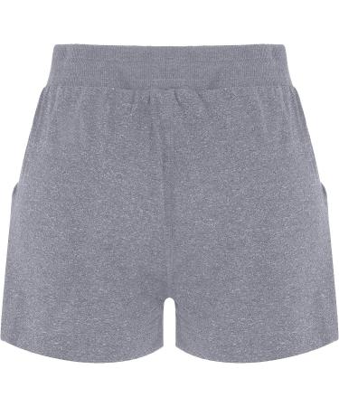 Womens Girls Comfy Summer Shorts | Elastic Waist Sports Athletic Sweat Shorts with Pockets | Y2k Tracksuit Workout Shorts - A-grey Large - Buy Online on SooperMarket.com