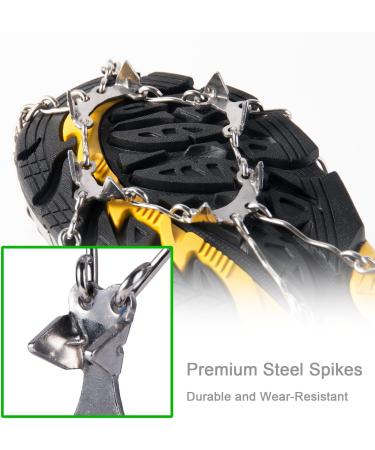 Giggleway Traction Cleats - Anti Slip Snow Grips with 19 Stainless Steel Spikes | M/L/XL L(Shoe Size W 8.5-11.5/M 7-9.5) | Suitable for Women, Men, and Kids - Black - Buy Online on SooperMarket.com