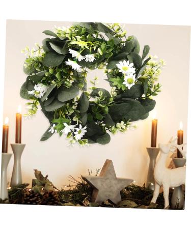 LIFKICH Wreath Planta Artificial Faux Greenery Artificial Eucalyptus Garland Holiday Window Hanging Eucalyptus Leaves Garland Faux Plants Fall Garland or Artificial Grass Daisy White White 30X30CM - Buy Online on SooperMarket.com