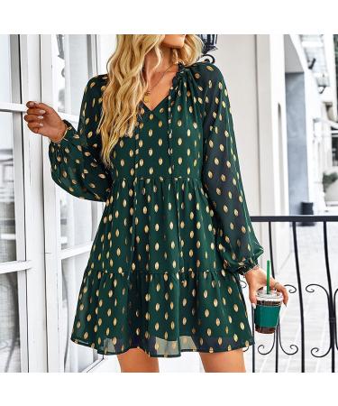 Naroote Womens Fashion Dress V-Neck Breathable Drawstring Travel Dress for Business Women Small Dark Green - Buy Online on SooperMarket.com