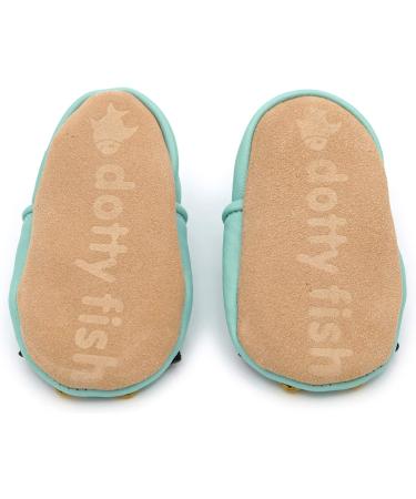 Dotty Fish Soft Leather Baby Shoes for Boys | Non Slip Animal Design Toddler Shoes | Minty Blue Penguin | 0-6 Months to 4-5 Years - Buy Online on SooperMarket.com