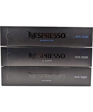 Nespresso Vertuo Coffee Capsules Intense Espresso Selection - Altissio Diavolitto Il Caff - 3 Boxes (30 Pods) Bundled with Border Biscuits & Giftable Tote Bag - Buy Online on SooperMarket.com