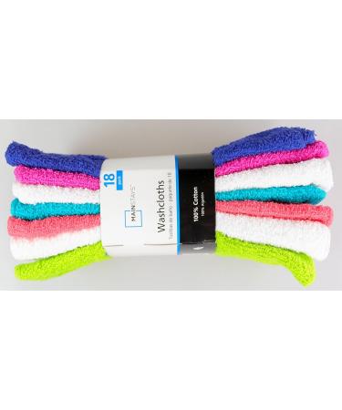 Mainstays 18-Pack Cotton Terry Thin Washcloths Rags - Assorted Colors - Buy Online on SooperMarket.com