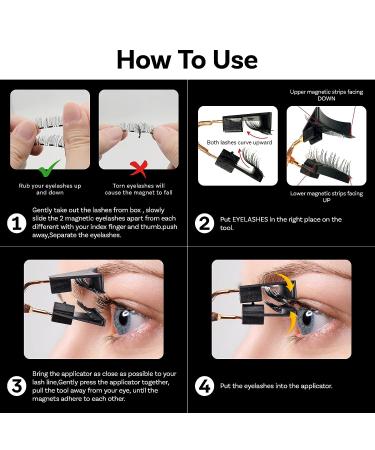 Dual Magnetic Reusable False Eyelashes Set - No Glue Needed | Soft 3D Fake Lashes Extension | Natural Look with Tweezers - 2 Pairs - Buy Online on SooperMarket.com