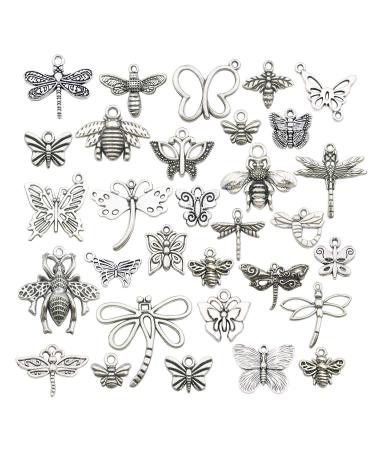 WOCRAFT 100g about (80-84pcs) Craft Supplies Mixed Butterfly Dragonfly Bee insect Charms for Jewelry Making Crafting Findings Accessory For DIY Necklace Bracelet (M295)