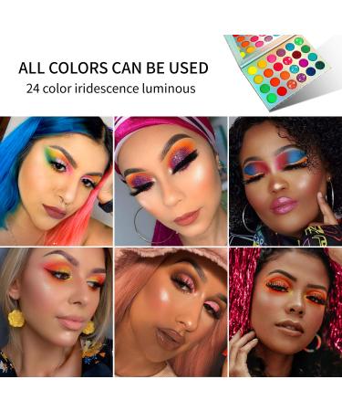 DE'LANCI Neon Eyeshadow Palette - Glow in the Dark, Blacklight UV Makeup, Matte & Glitter Shadows for Halloween - Buy Online on SooperMarket.com