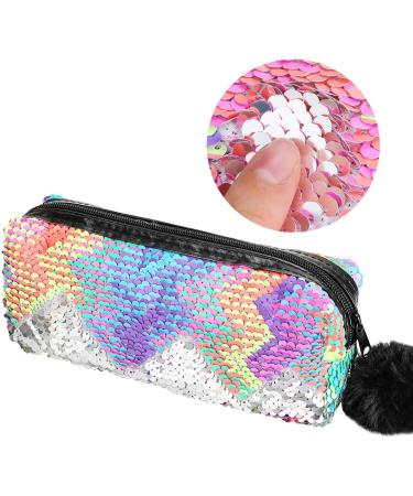 Phogary Sparkle Mermaid Sequin Cosmetic Bag - Reversible Double Color Handbag for Girls & Women | Silver & Pink M ppchen - Buy Online on SooperMarket.com