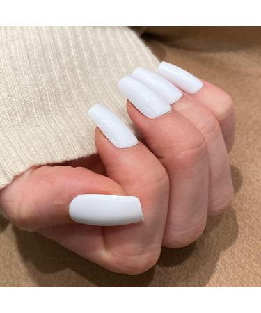 Buy Novo Ovo White Holographic Press-On Nails - Angular Artificial Fingernails with Glue | International Shipping Available - Buy Online on SooperMarket.com