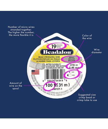 Beadalon 19 Strand Stainless Steel Bead Stringing Wire .018 in Bright 30 ft - Durable Jewelry Making Wire - Buy Online on SooperMarket.com
