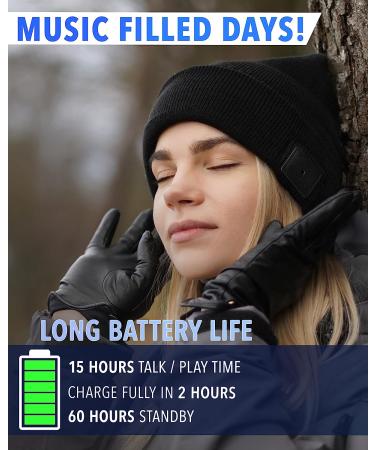 Foxelli Bluetooth Beanie - Wireless Hat with Headphones for Men & Women in Black - Buy Online on SooperMarket.com